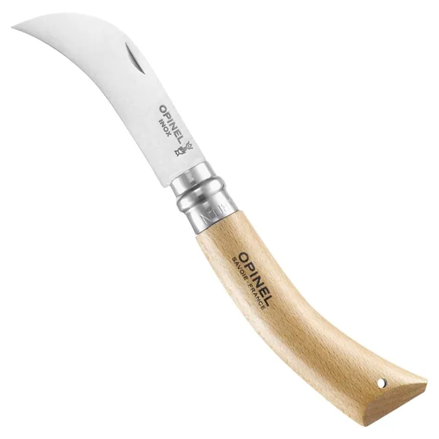 opinel-no-8-pruning-folding-knife-12c27-stainless-steel-curved-yatagan-blade-bee image 1