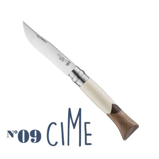 opinel-no-09-cime-stainless-steel-folding-knife-black-walnut-ash-sycamore-maple- image 1