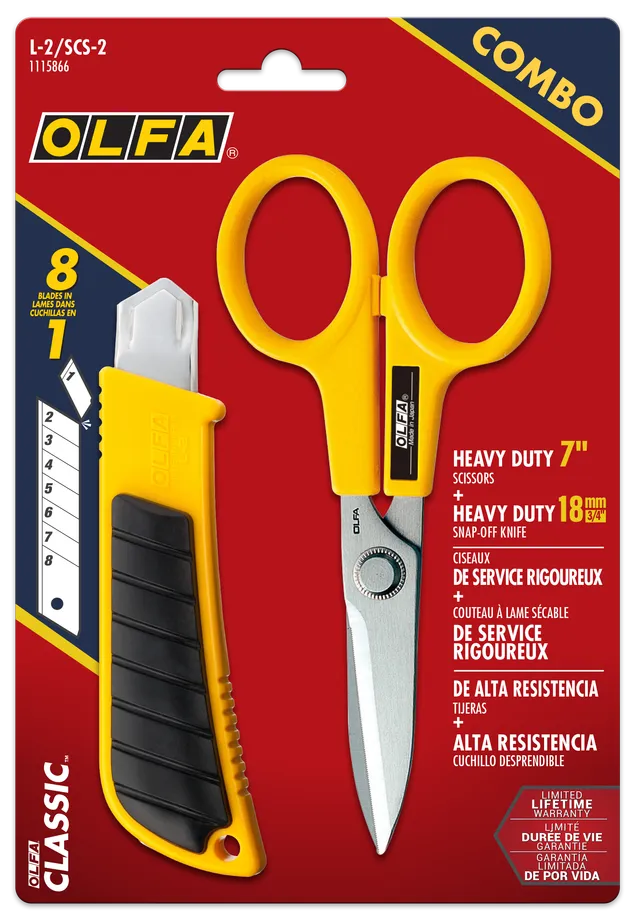 olfa-l-2-scs-2-heavy-duty-ratchet-lock-utility-knife-with-7-heavy-duty-scissors- image 1