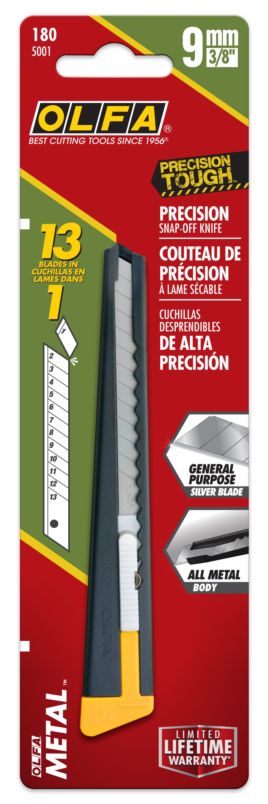 olfa-180-9mm-metal-precision-utility-knife-with-auto-lock-and-pocket-clip image 3