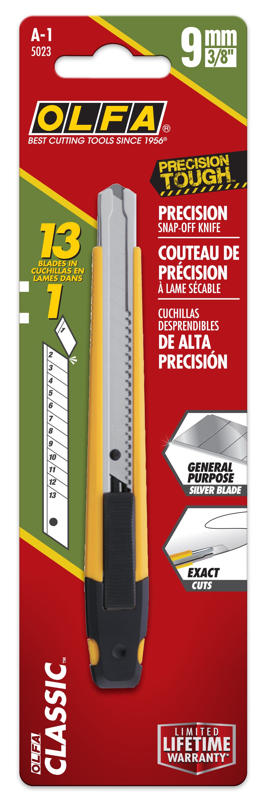olfa-a-1-9mm-auto-lock-slide-precision-utility-knife-with-pocket-clip-and-ab-sna image 3