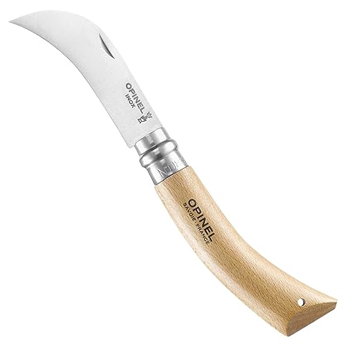 opinel-no-8-pruning-folding-knife-12c27-stainless-steel-curved-yatagan-blade-bee image 4