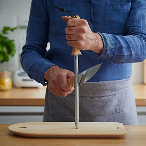 opinel-10-inch-honing-steel-sharpening-rod-beech-wood-handle-leather-lanyard image 7