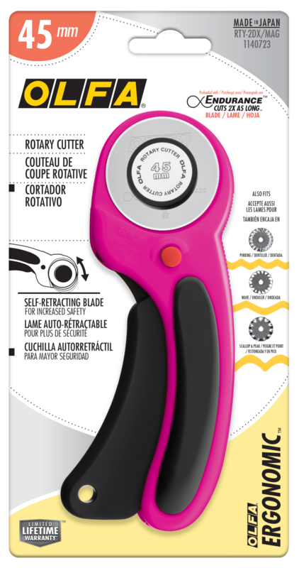 olfa-rty-2dx-mag-45mm-ergonomic-rotary-cutter-with-auto-retract-blade-and-dual-a image 2