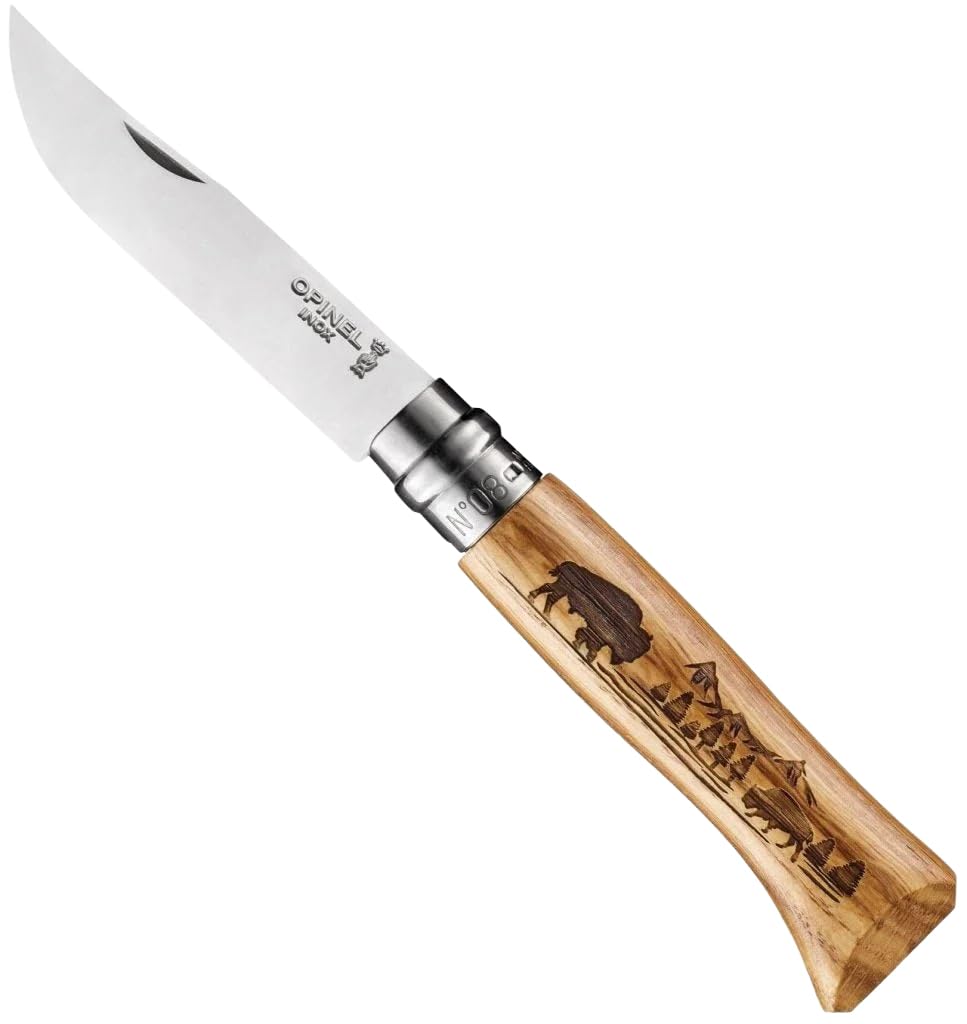 opinel-no-08-animalia-engraved-oak-handle-folding-pocket-knife-stainless-steel-v image 7