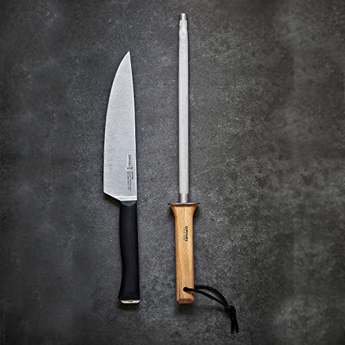 opinel-10-inch-honing-steel-sharpening-rod-beech-wood-handle-leather-lanyard image 8