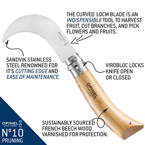 opinel-no-10-pruning-folding-knife-10cm-curved-stainless-steel-yatagan-blade-bee image 7
