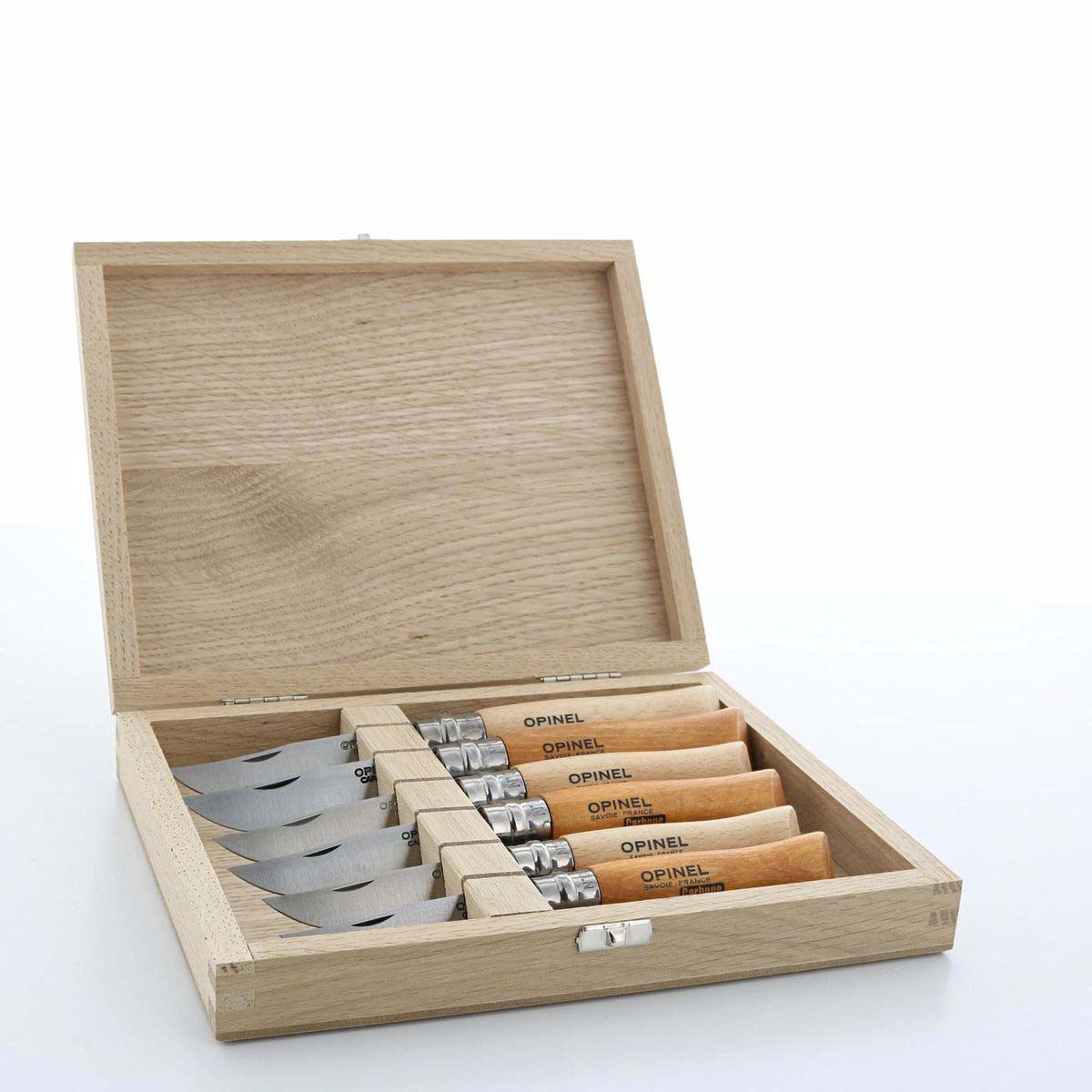 opinel-6-slot-folding-knife-storage-box-oak-wood-collector-case-for-no-06-no-08 image 3
