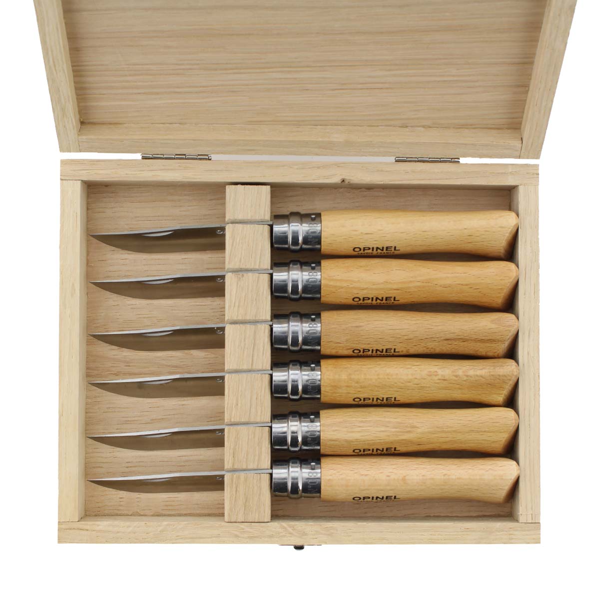 opinel-6-slot-folding-knife-storage-box-oak-wood-collector-case-for-no-06-no-08 image 4