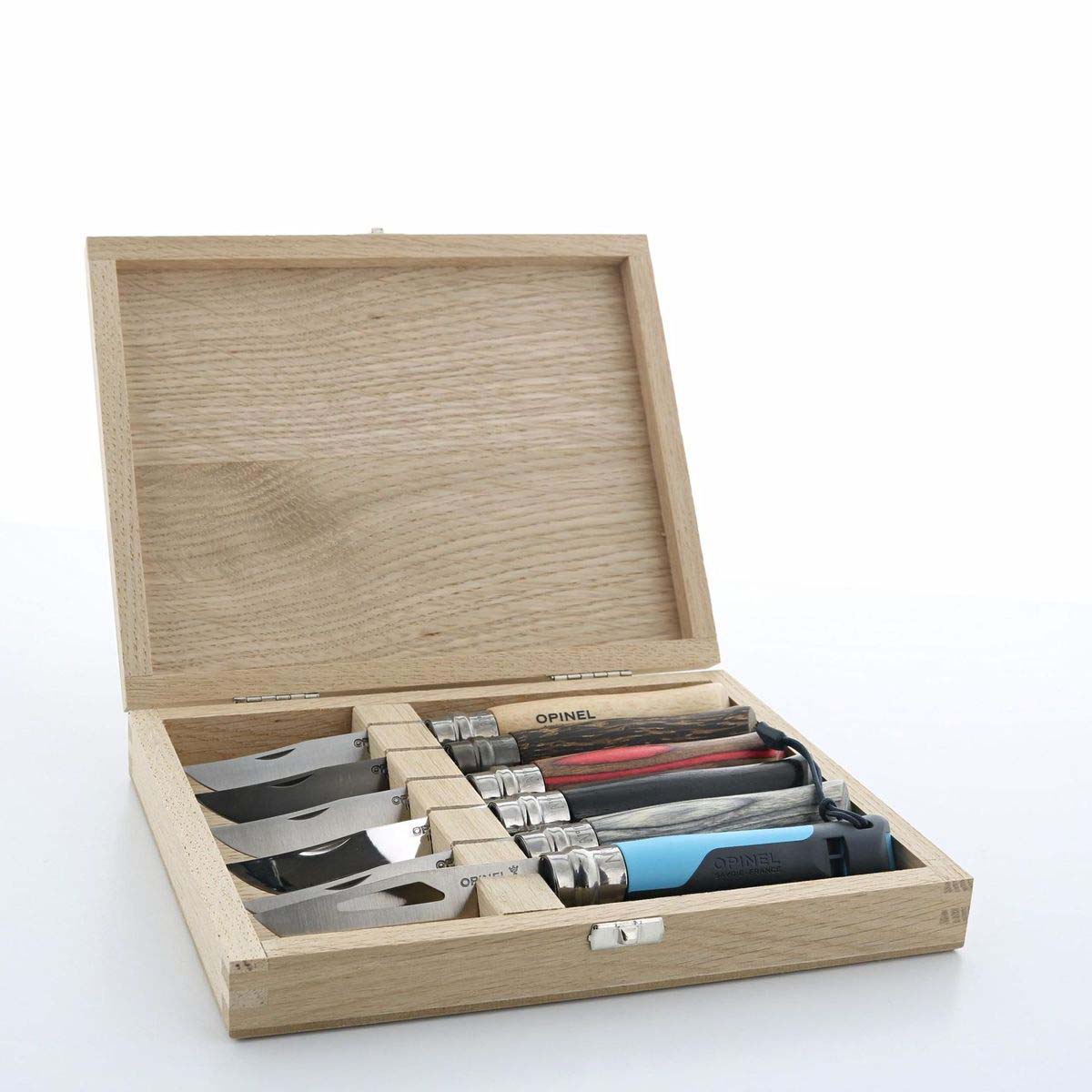 opinel-6-slot-folding-knife-storage-box-oak-wood-collector-case-for-no-06-no-08 image 6