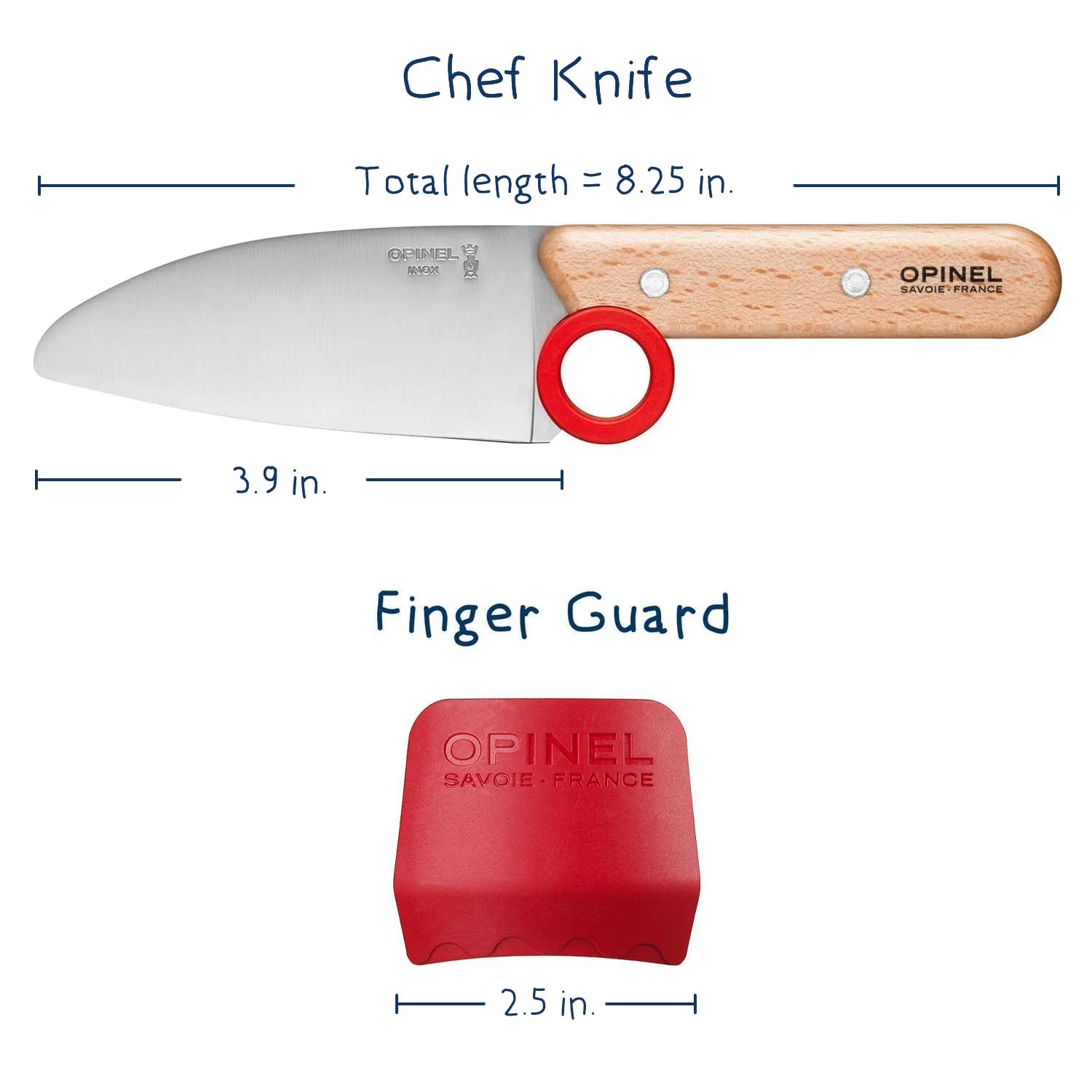 opinel-le-petit-chef-2-piece-kids-knife-set-rounded-tip-chef-knife-and-finger-gu image 3