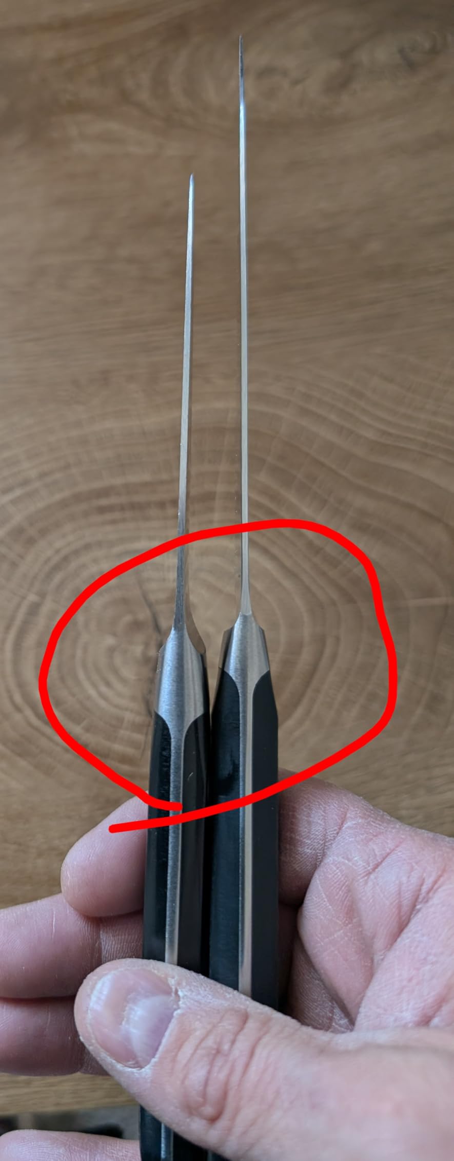 Very sharp, needs careful washing