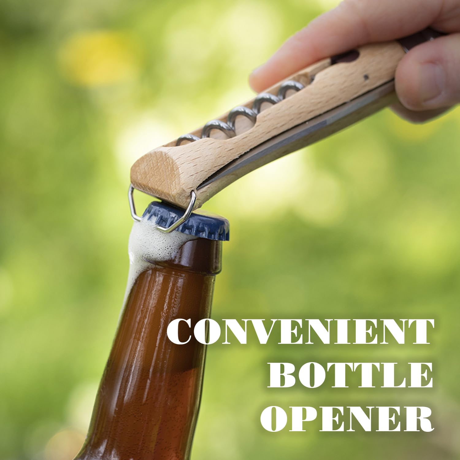 opinel-no-10-stainless-steel-corkscrew-wine-and-cheese-folding-knife-beechwood-h image 4