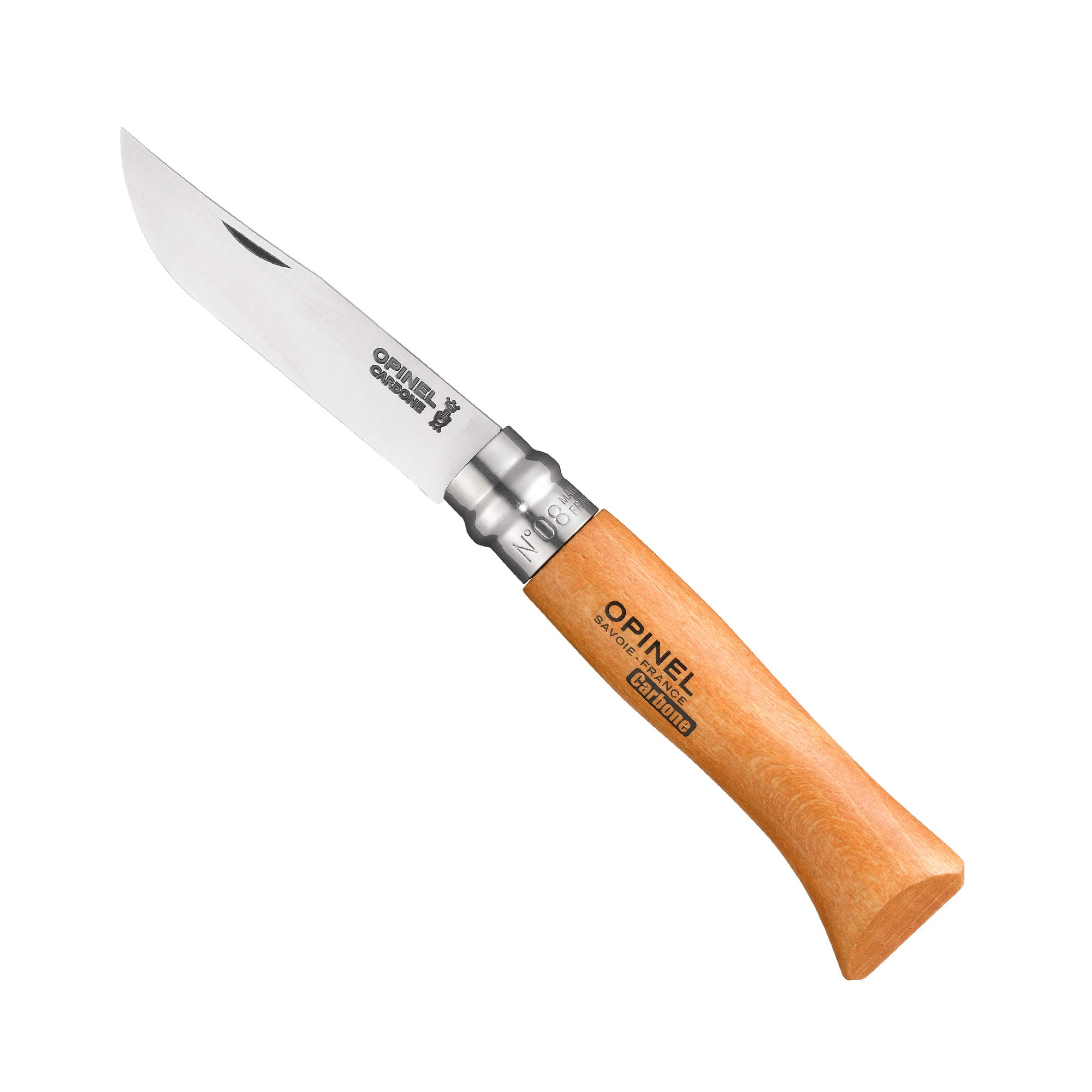 opinel-carbon-no-8-folding-pocket-knife-with-sheath-3-35-carbon-steel-blade-beec image 3