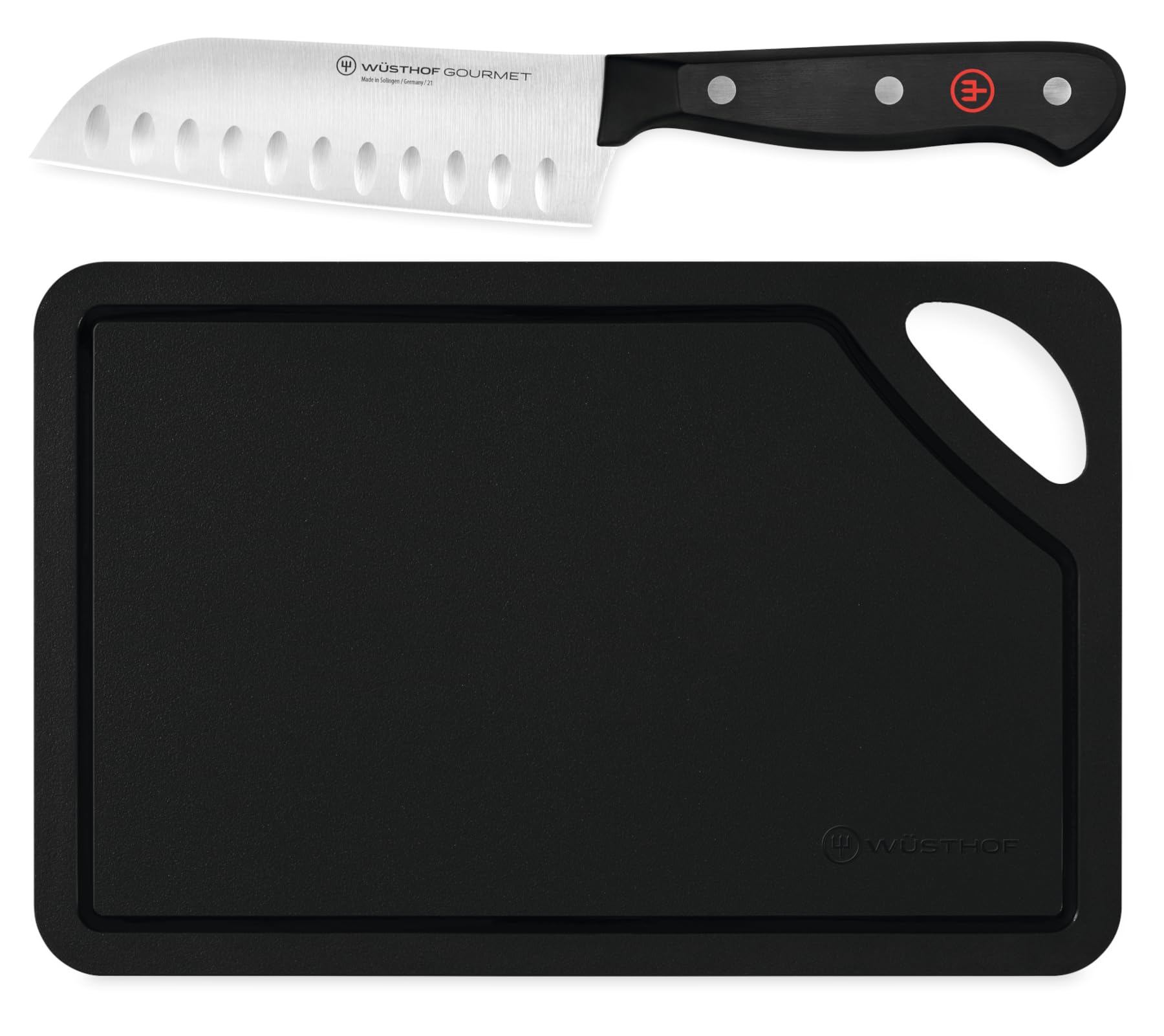 w-sthof-gourmet-7-hollow-edge-santoku-knife-high-carbon-stainless-steel-black image 6