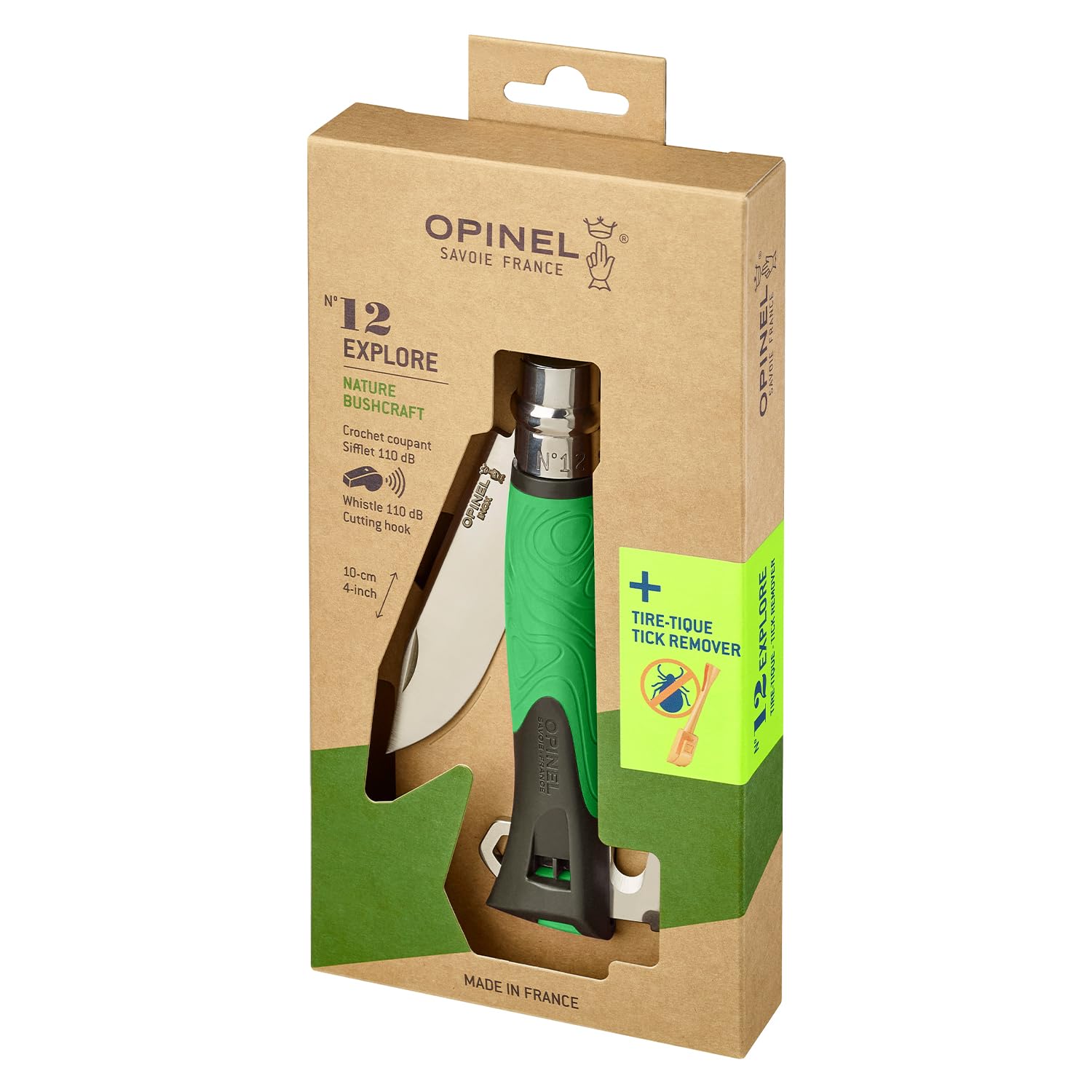 opinel-no-12-explore-outdoor-folding-knife-green-virobloc-locked-camping-folding image 2