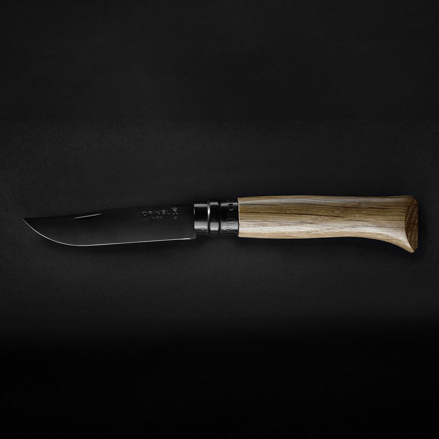 opinel-no-08-stainless-steel-folding-pocket-knife-black-oak-handle-with-black-co image 3