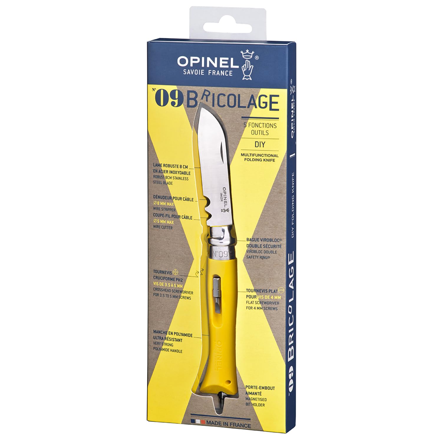 opinel-no-09-diy-folding-pocket-knife-and-multi-tool-stainless-steel-blade-with- image 3
