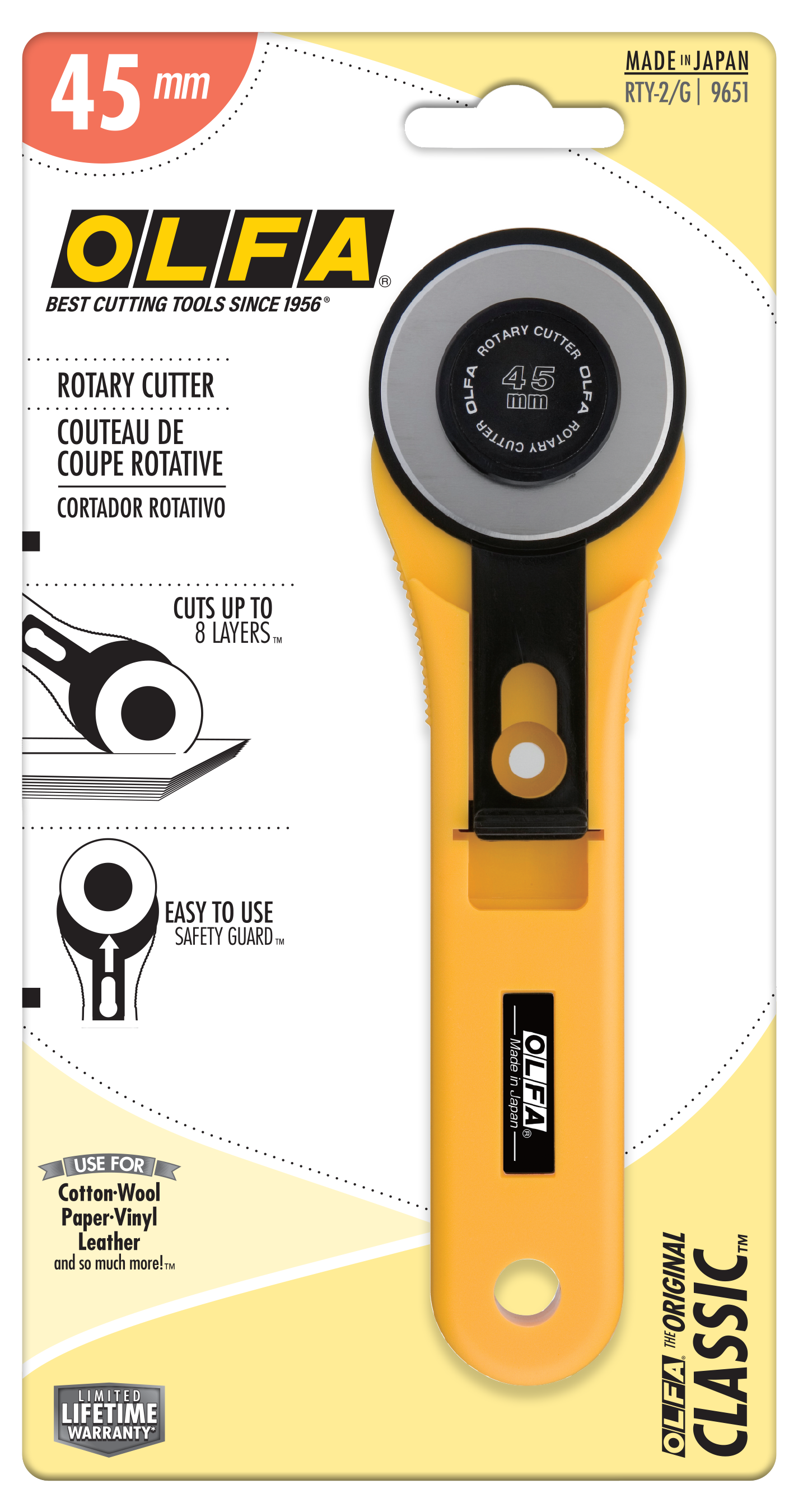 olfa-rty-2-g-45mm-straight-handle-rotary-cutter-classic-handle-fabric-quilting-c image 3