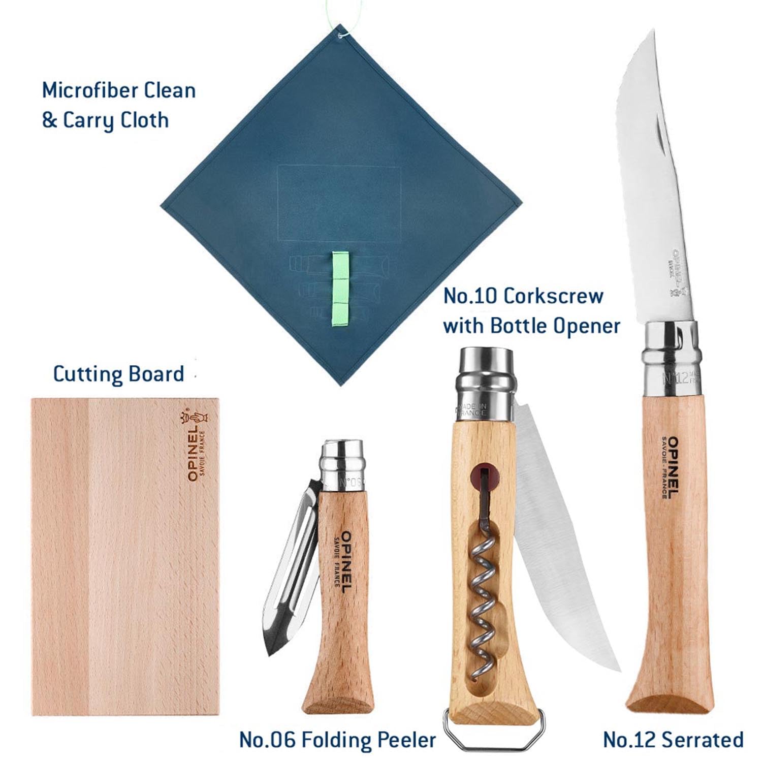 opinel-nomad-camping-kitchen-utensil-kit-no-12-serrated-knife-no-10-corkscrew-kn image 2