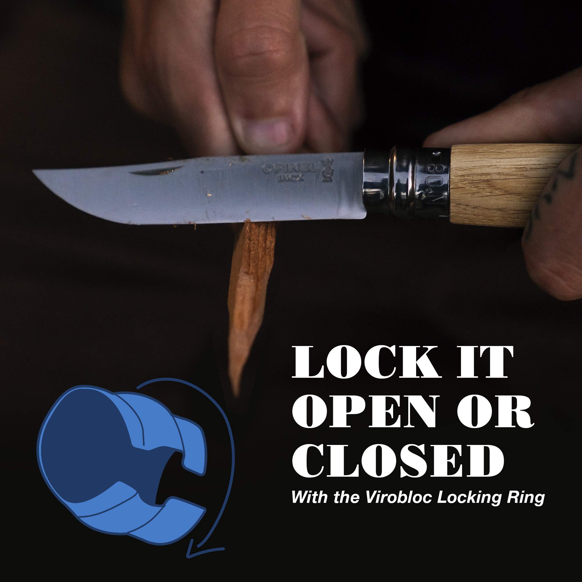 opinel-no-08-stainless-steel-folding-pocket-knife-3-35-sandvik-12c27-blade-beech image 7