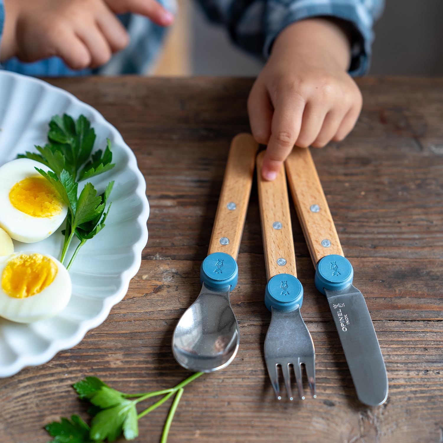opinel-le-petit-gourmet-3-piece-children-s-cutlery-set-coral-dull-tip-kid-safe-k image 7