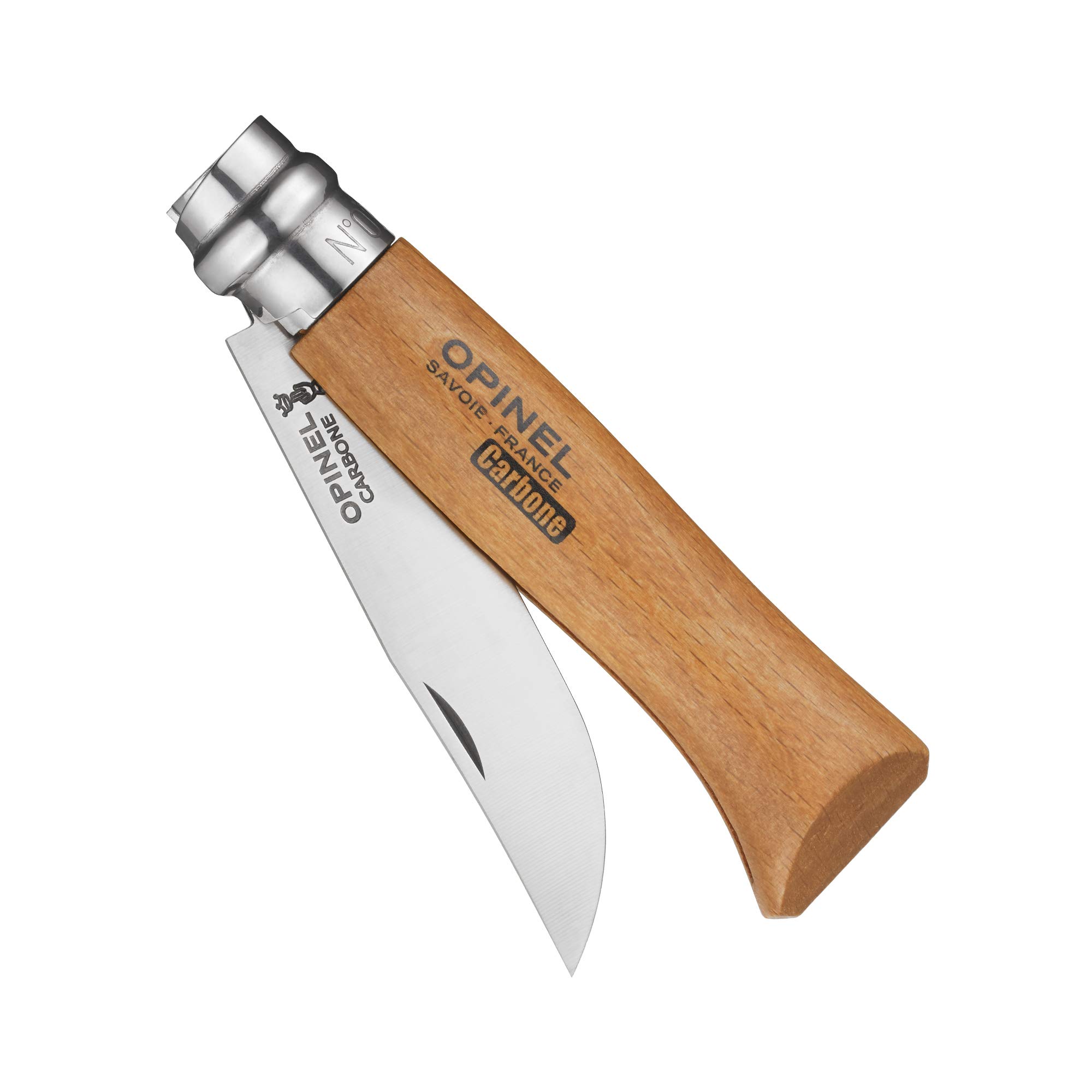opinel-carbon-no-8-folding-pocket-knife-with-sheath-3-35-carbon-steel-blade-beec image 4