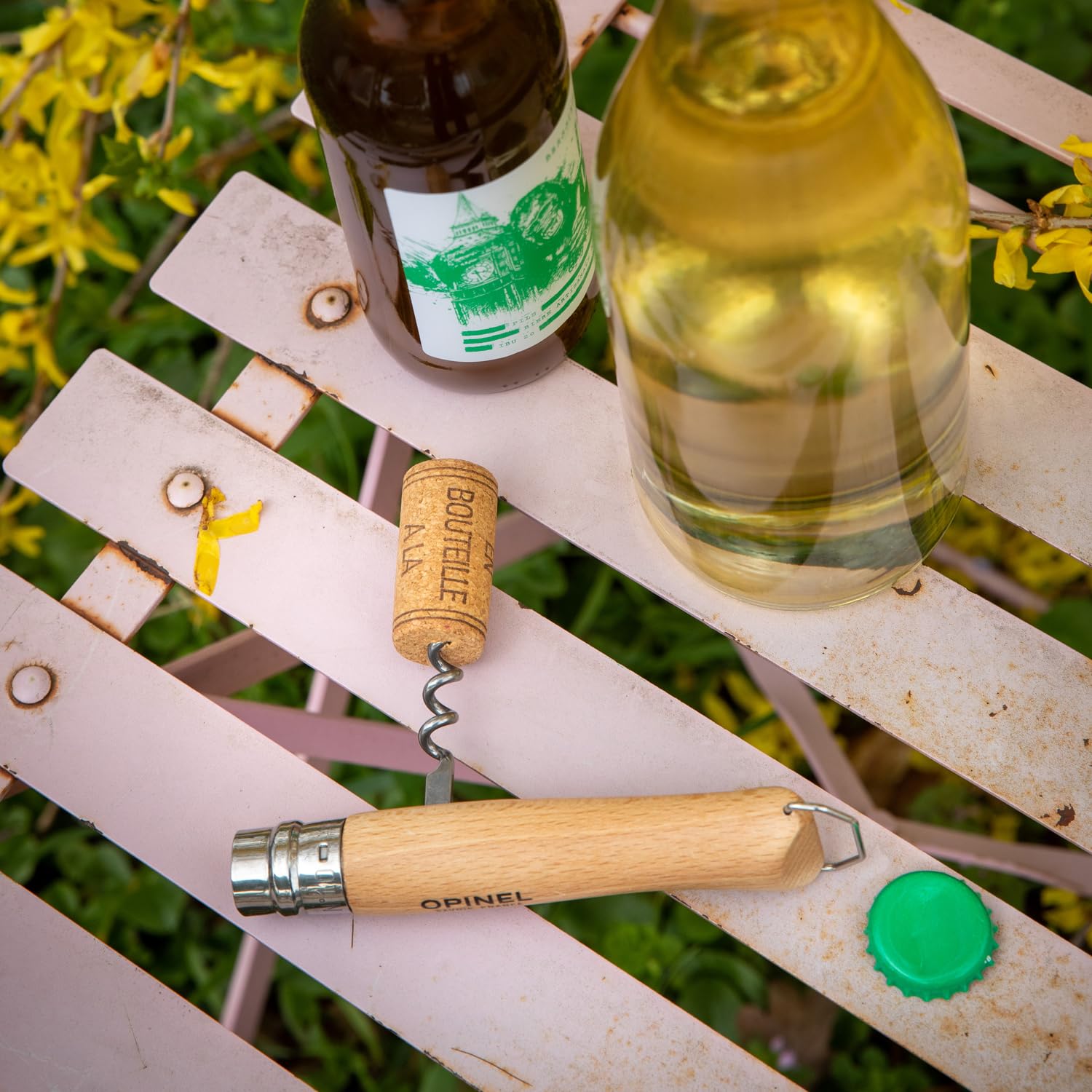 opinel-no-10-stainless-steel-corkscrew-wine-and-cheese-folding-knife-beechwood-h image 8