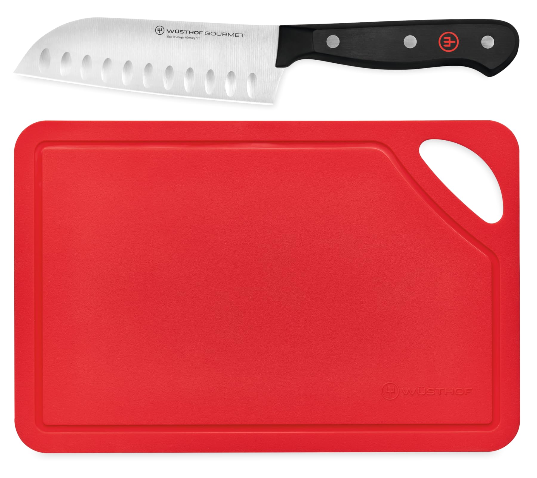 w-sthof-gourmet-7-hollow-edge-santoku-knife-high-carbon-stainless-steel-black image 7