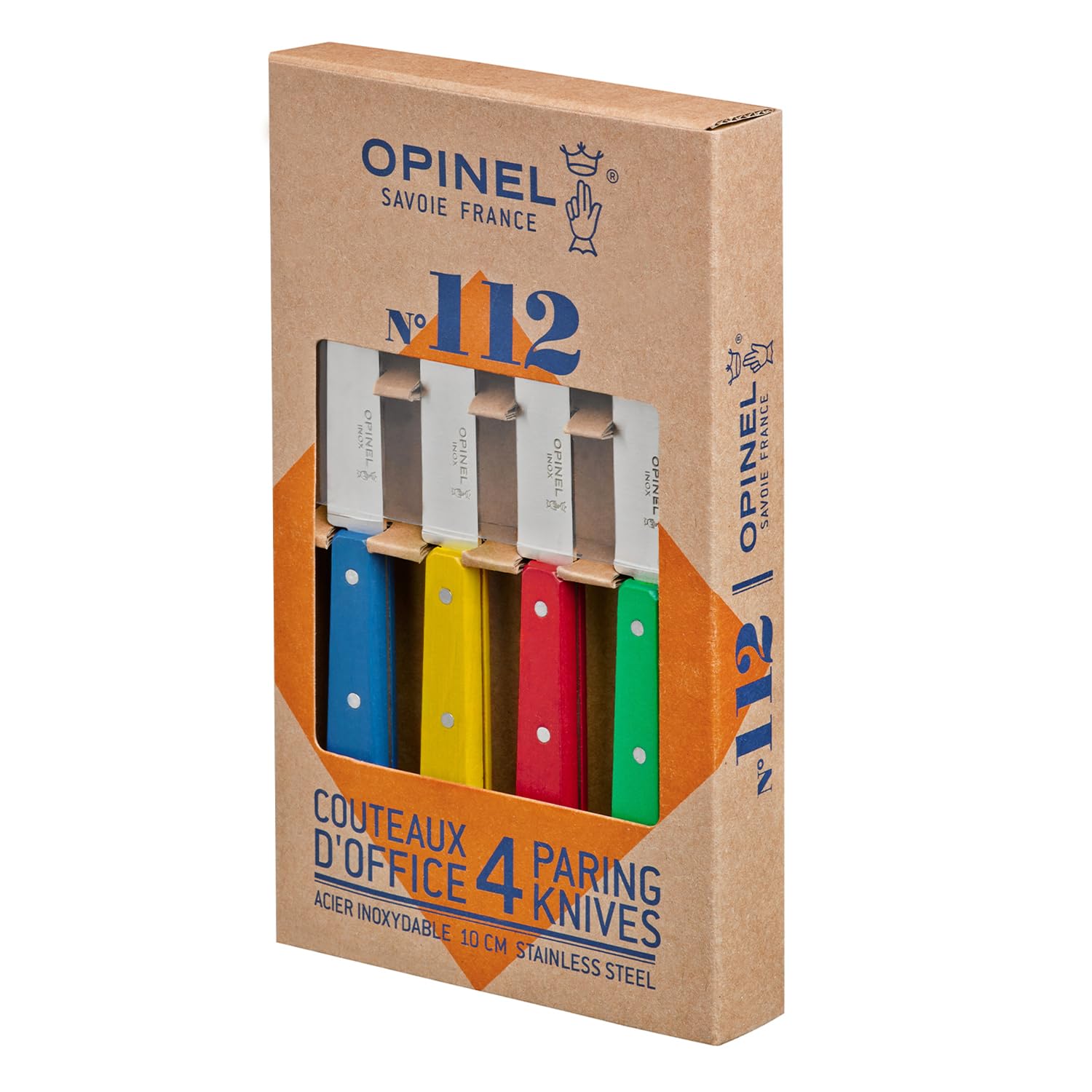 opinel-no-112-4-piece-paring-knife-set-stainless-steel-blades-with-painted-hornb image 2