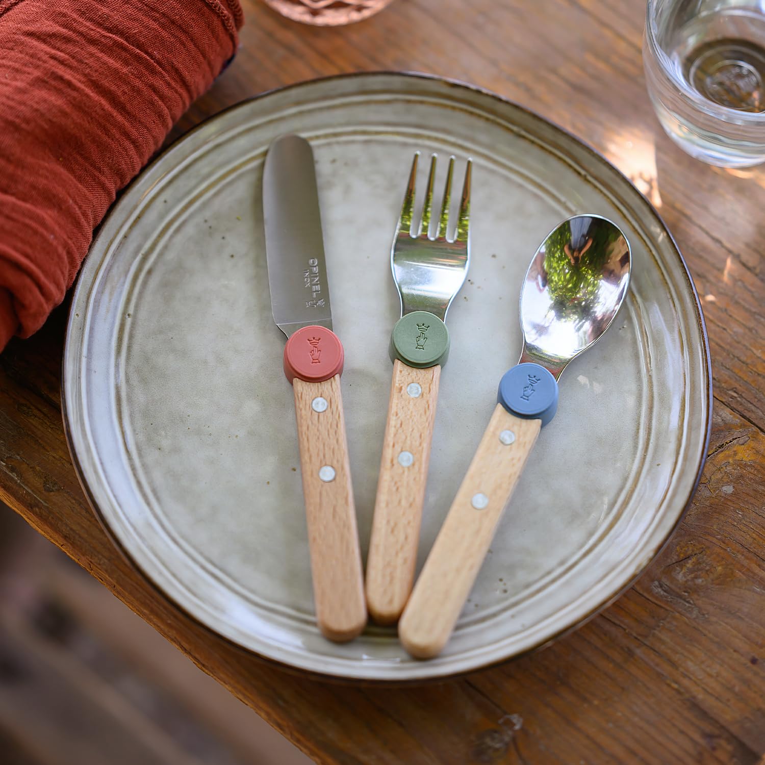 opinel-le-petit-gourmet-3-piece-children-s-cutlery-set-coral-dull-tip-kid-safe-k image 5