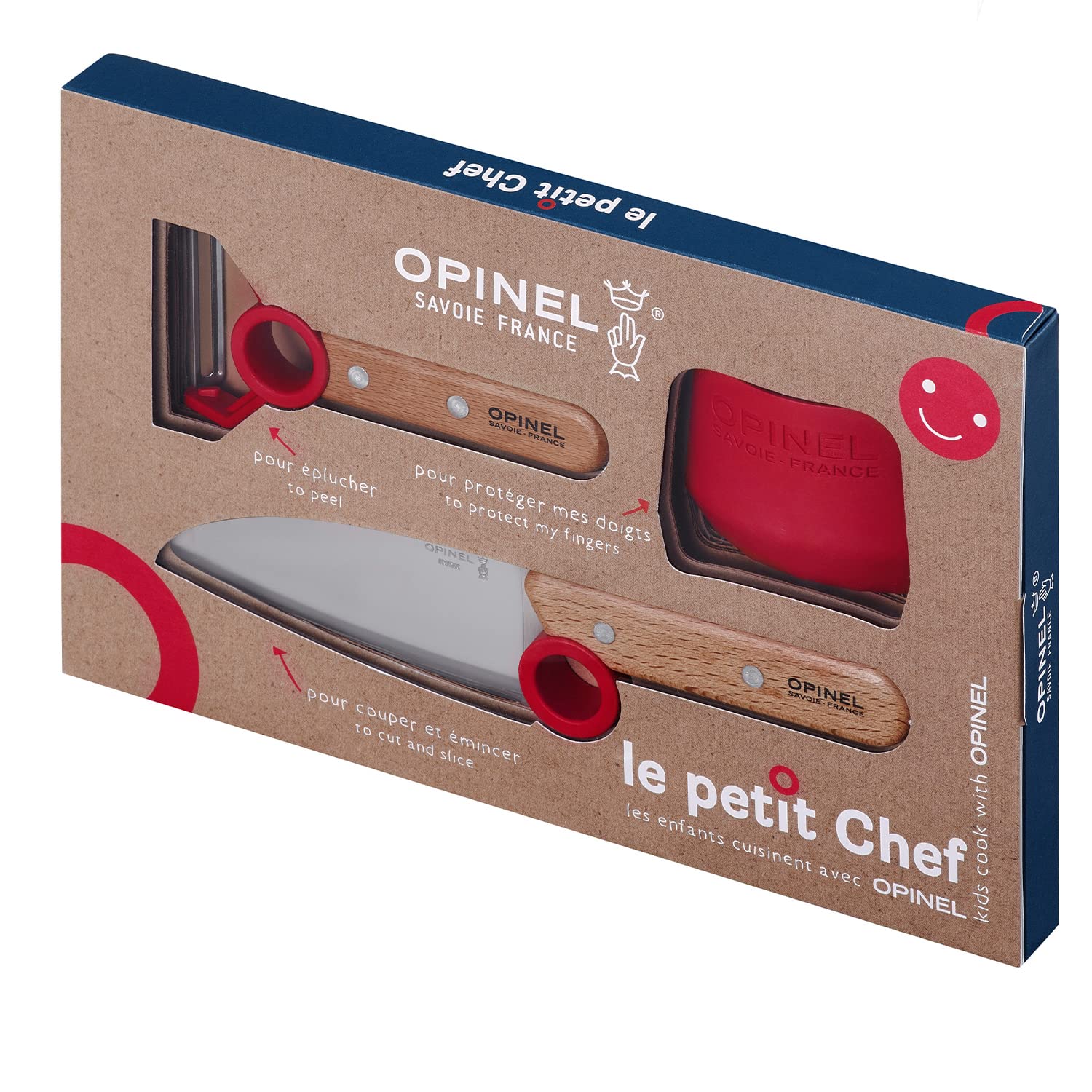 opinel-le-petit-chef-3-piece-kids-kitchen-set-with-rounded-tip-chef-knife-finger image 2