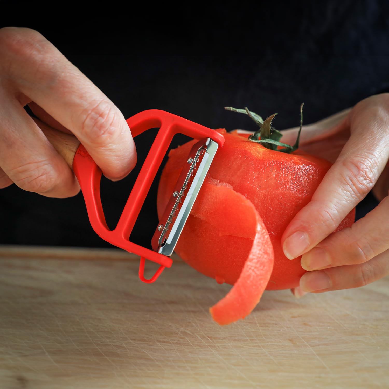 opinel-t-duo-wooden-vegetable-peeler-red-dual-stainless-steel-blades-for-peeling image 6
