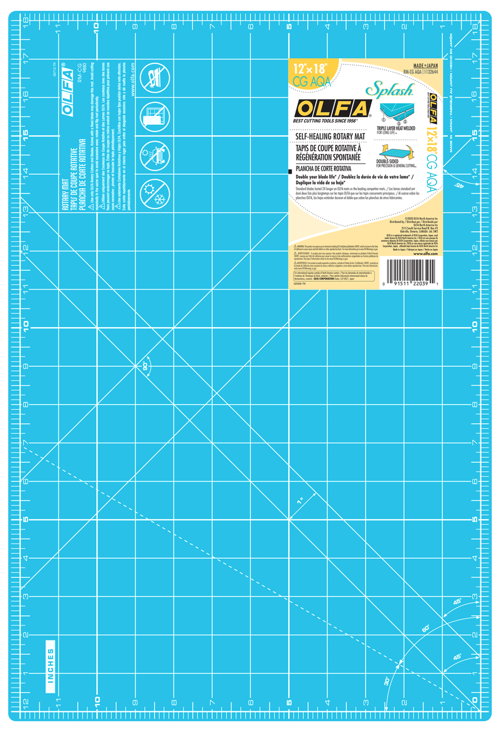 olfa-rm-cg-aqa-12-x-18-double-sided-self-healing-rotary-cutting-mat-aqua image 2