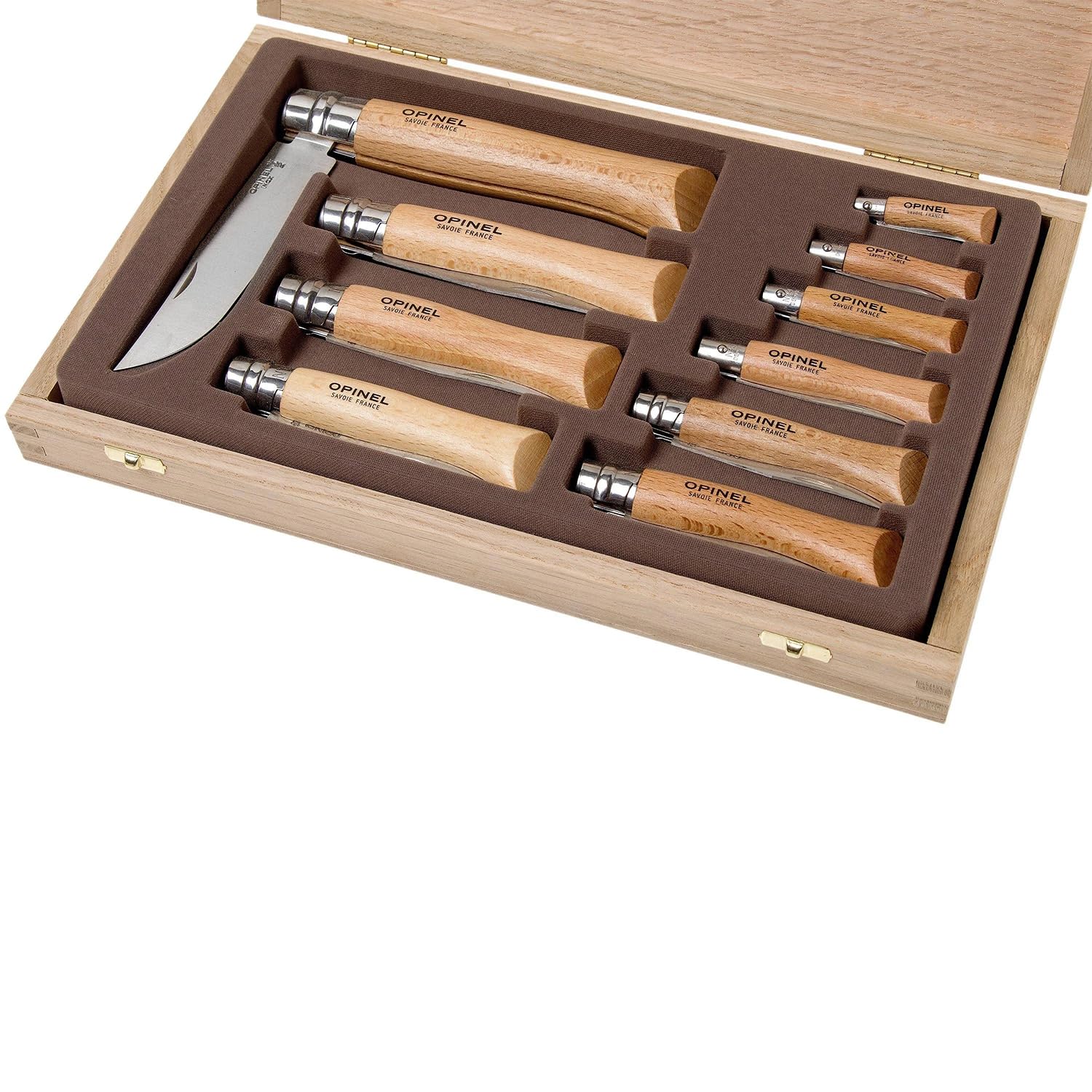 opinel-stainless-steel-folding-knife-10-piece-box-set-no-2-no-12-with-wooden-gif image 5