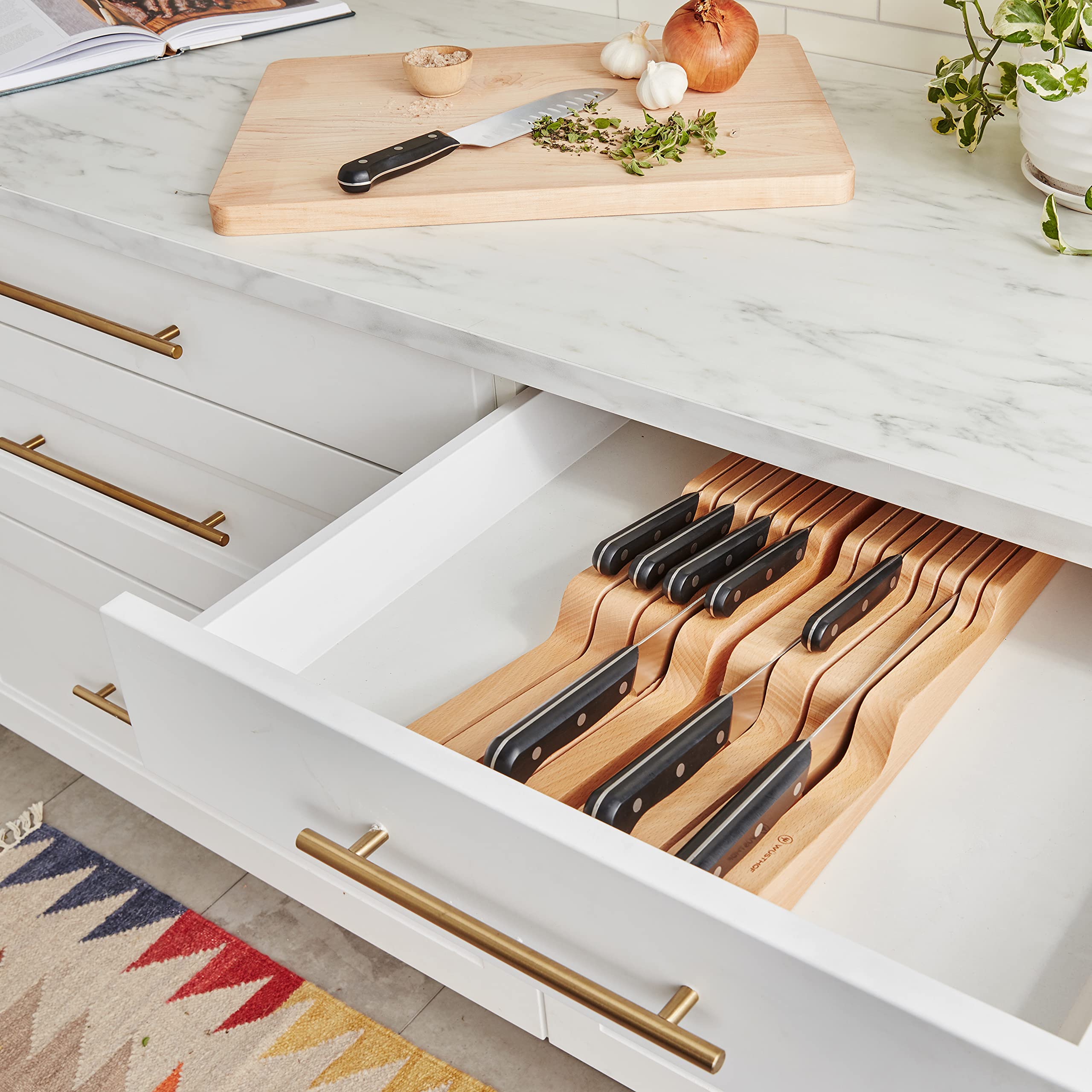 w-sthof-in-drawer-beechwood-knife-storage-tray-14-slot-knife-and-steel-organizer image 2