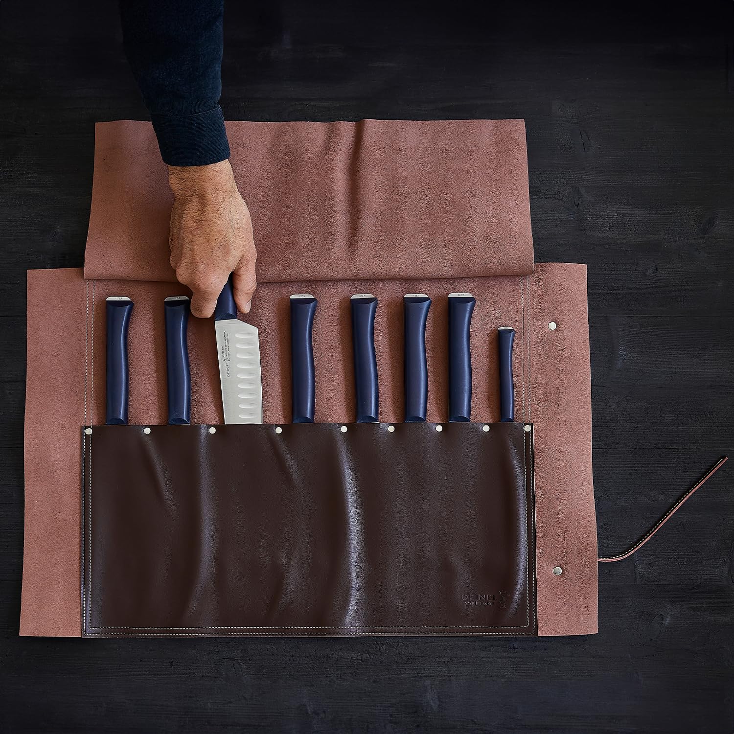 opinel-8-slot-synthetic-leather-chef-and-kitchen-knife-roll-safe-knife-storage-a image 5