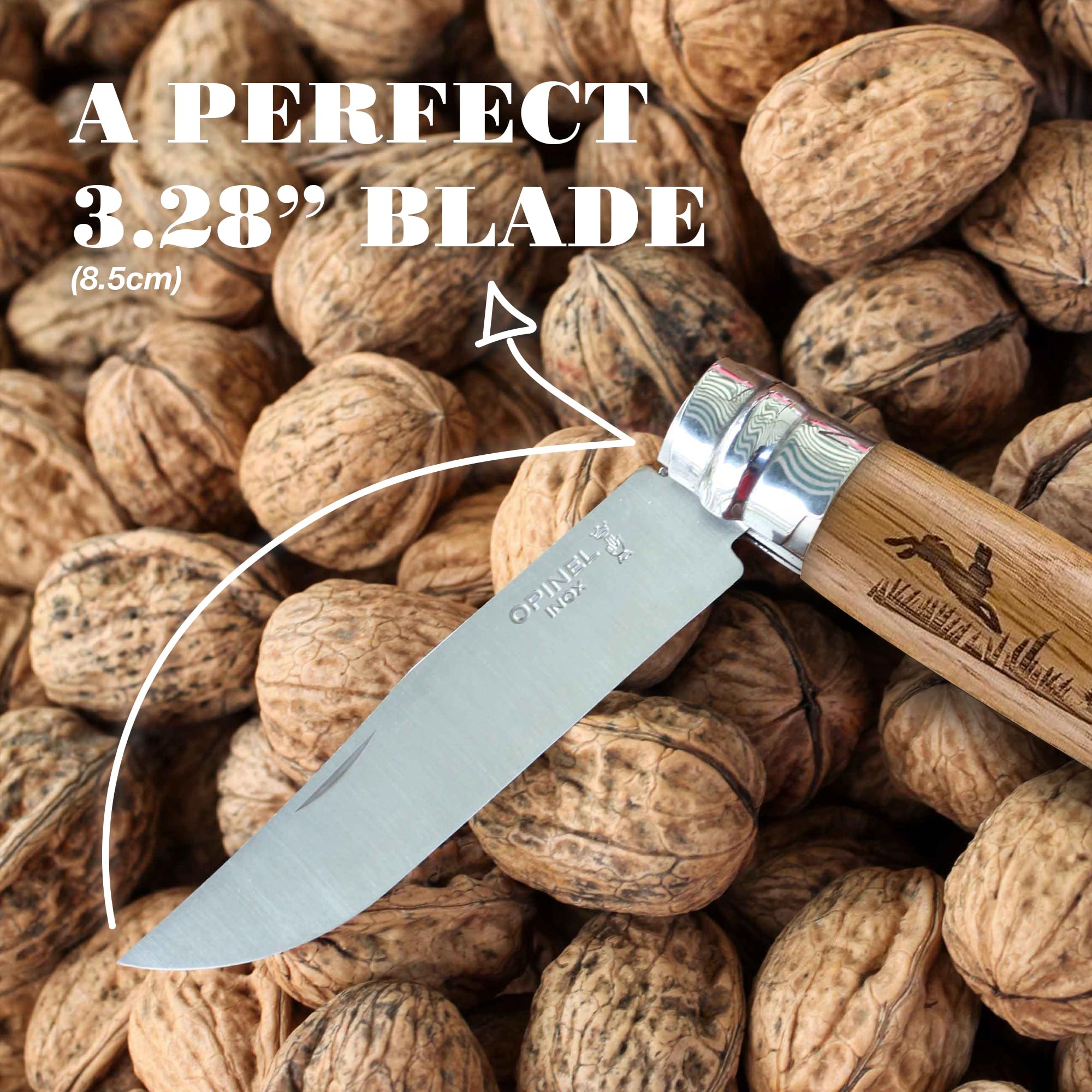 opinel-no-08-animalia-engraved-oak-handle-folding-pocket-knife-stainless-steel-v image 3