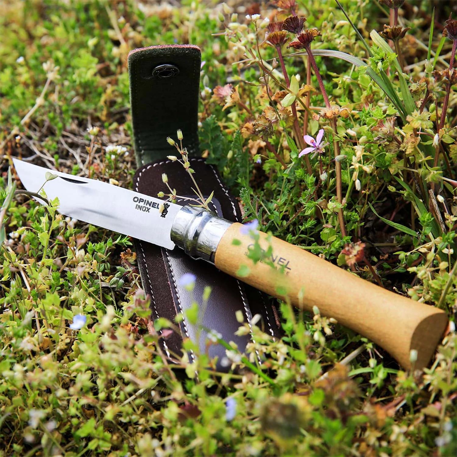 opinel-no-08-stainless-steel-folding-pocket-knife-3-35-sandvik-12c27-blade-beech image 5