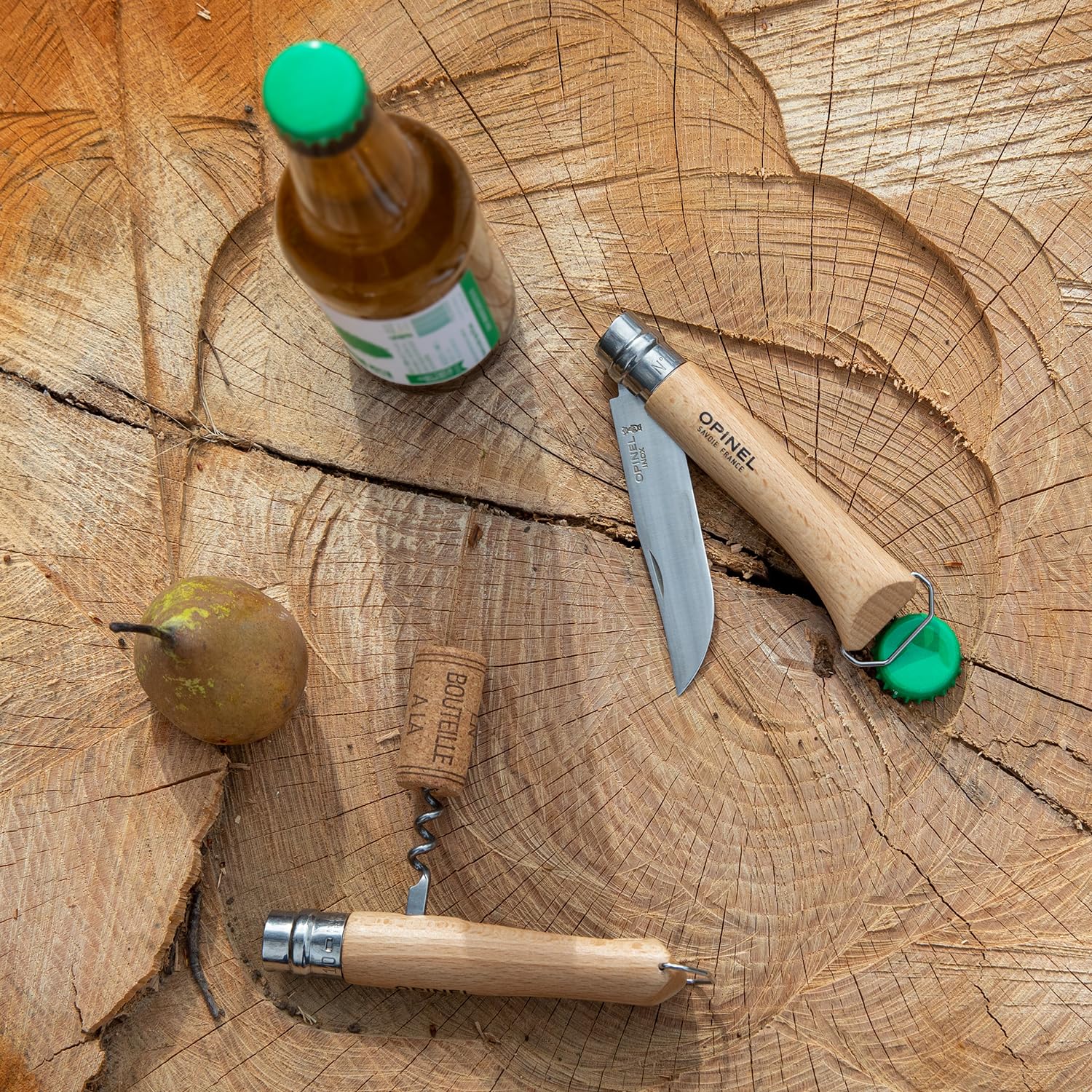 opinel-no-10-stainless-steel-corkscrew-wine-and-cheese-folding-knife-beechwood-h image 7