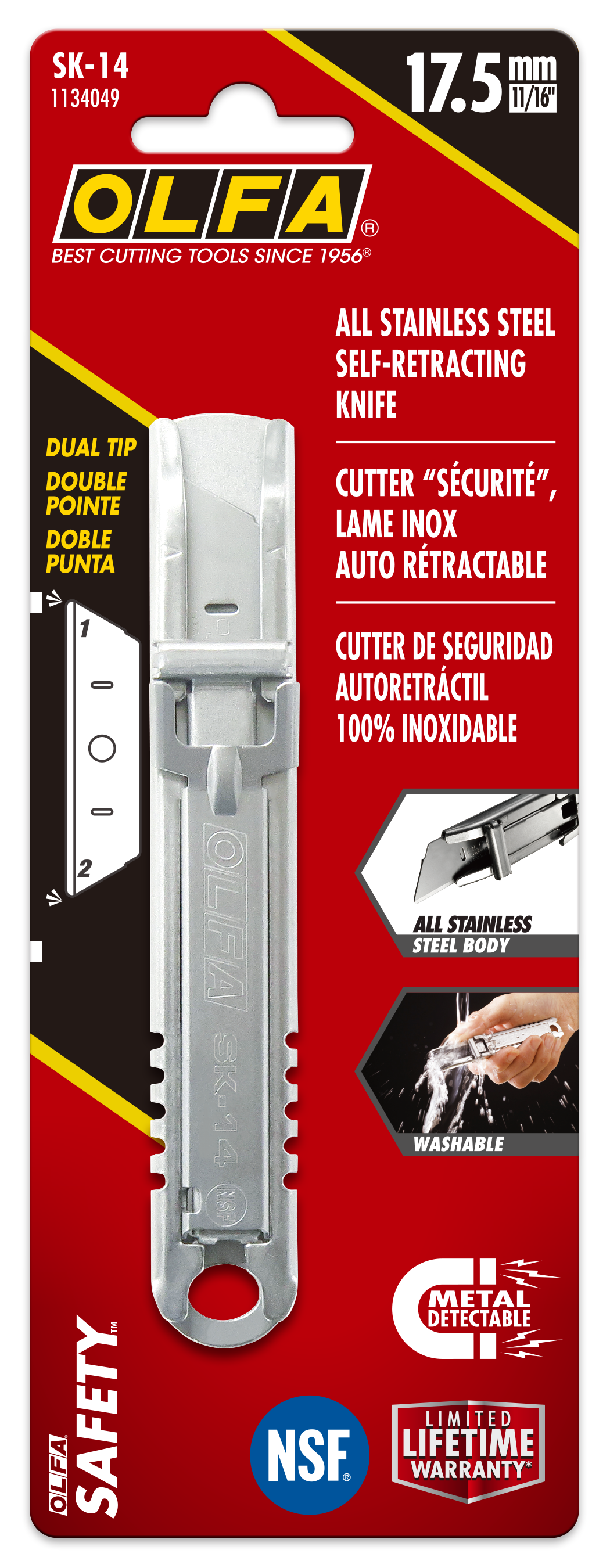 olfa-sk-14-semi-automatic-stainless-steel-self-retracting-safety-knife-nsf-certi image 5