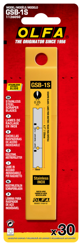 olfa-gsb-1s-120mm-stainless-steel-glass-scraper-blades-30-pack-rust-resistant-re image 2
