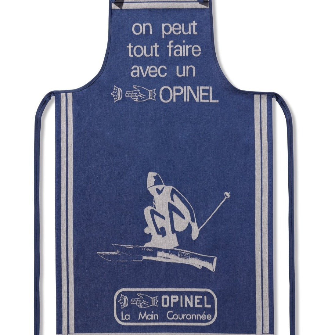 opinel-adult-apron-reversible-100-cotton-one-size-kitchen-apron-with-alps-skiing image 2