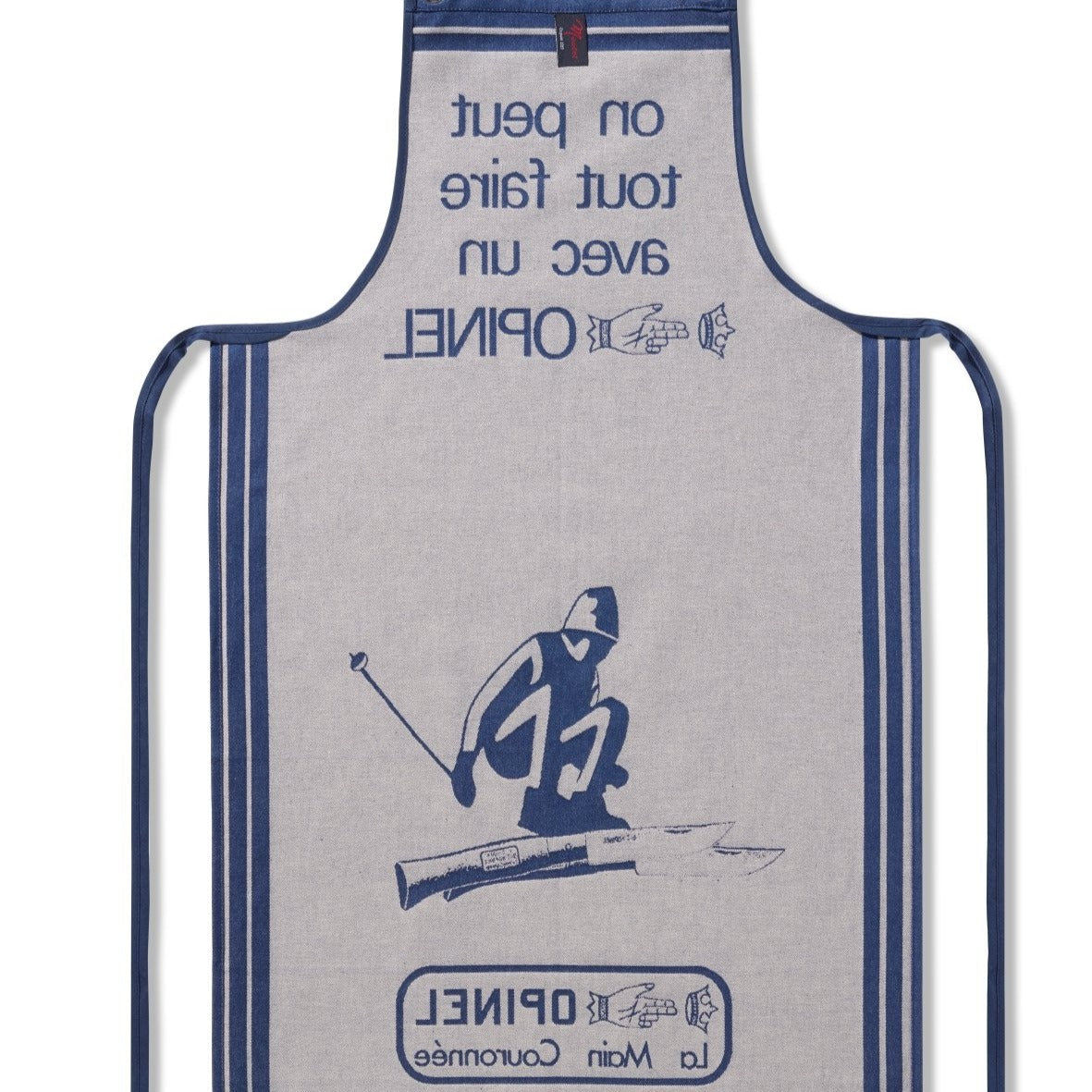 opinel-adult-apron-reversible-100-cotton-one-size-kitchen-apron-with-alps-skiing image 3