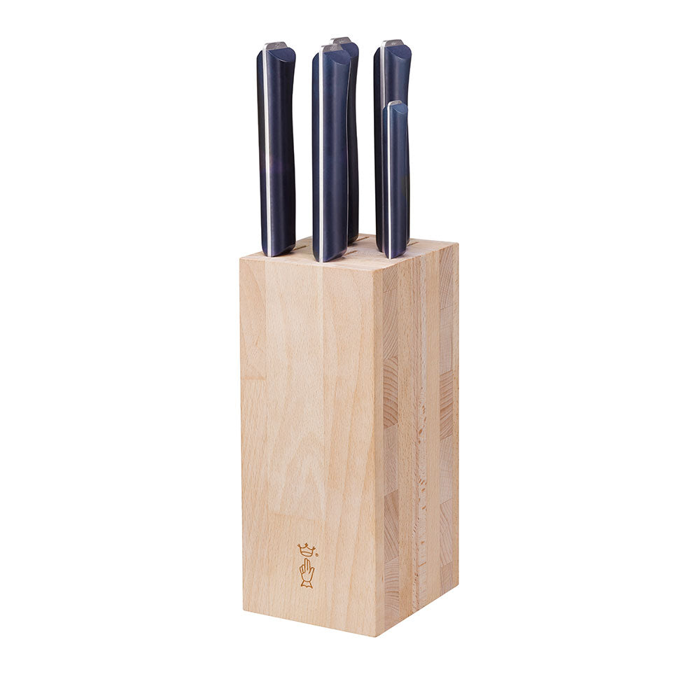 opinel-5-slot-chef-knife-block-italian-beech-wood-kitchen-knife-storage-with-sil image 4