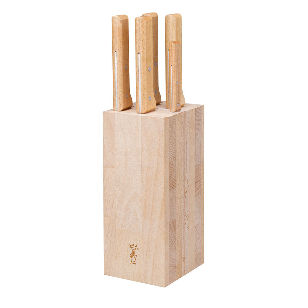 opinel-5-slot-chef-knife-block-italian-beech-wood-kitchen-knife-storage-with-sil image 5