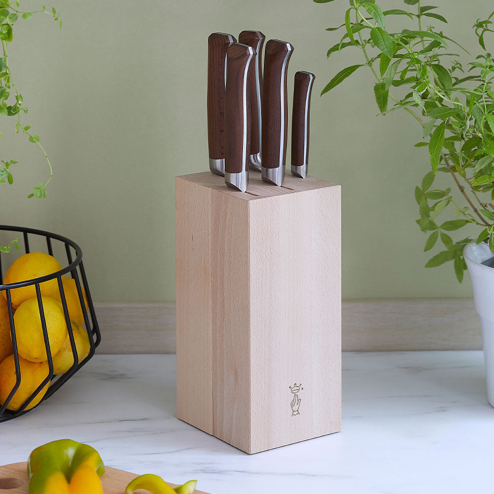 opinel-5-slot-chef-knife-block-italian-beech-wood-kitchen-knife-storage-with-sil image 8