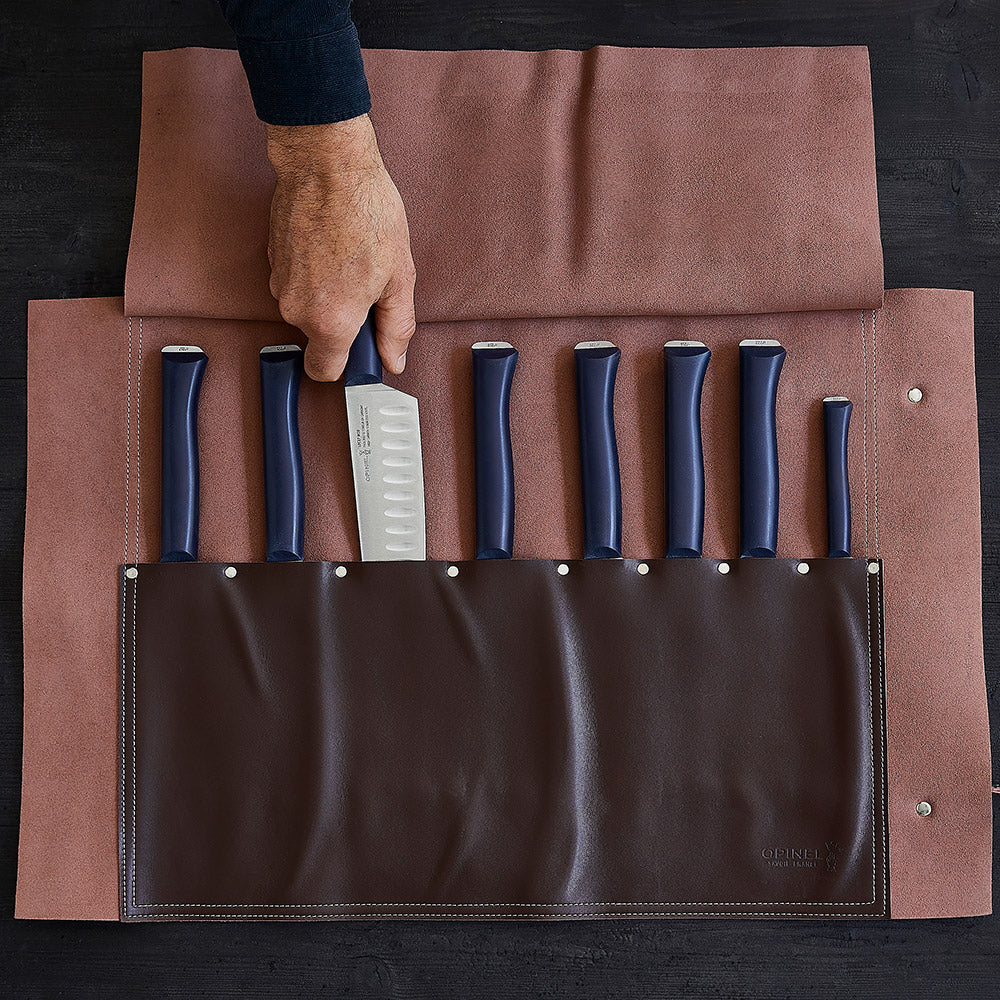 opinel-synthetic-leather-chef-knife-roll-bag-8-knife-storage image 5