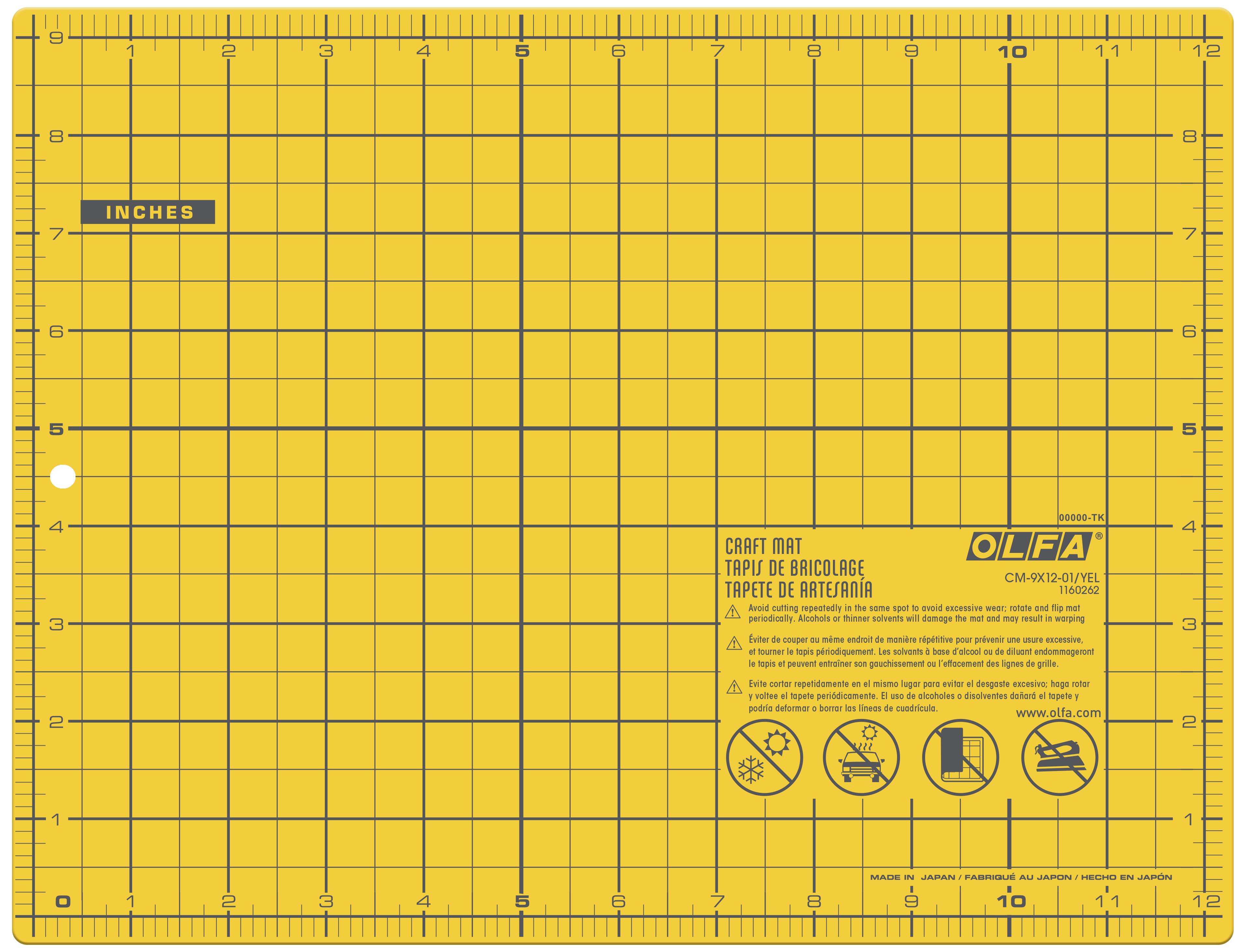olfa-cm-9x12-01-yel-double-sided-self-healing-cutting-mat-9x12-inch-yellow image 1