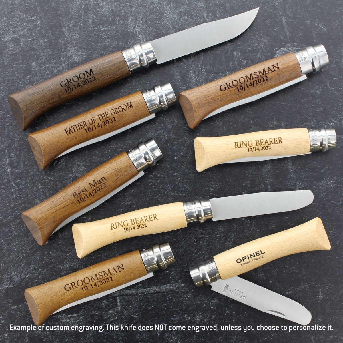 opinel-no-06-stainless-steel-folding-knife-engraved-gift-bundle-set-of-6-with-ch image 6